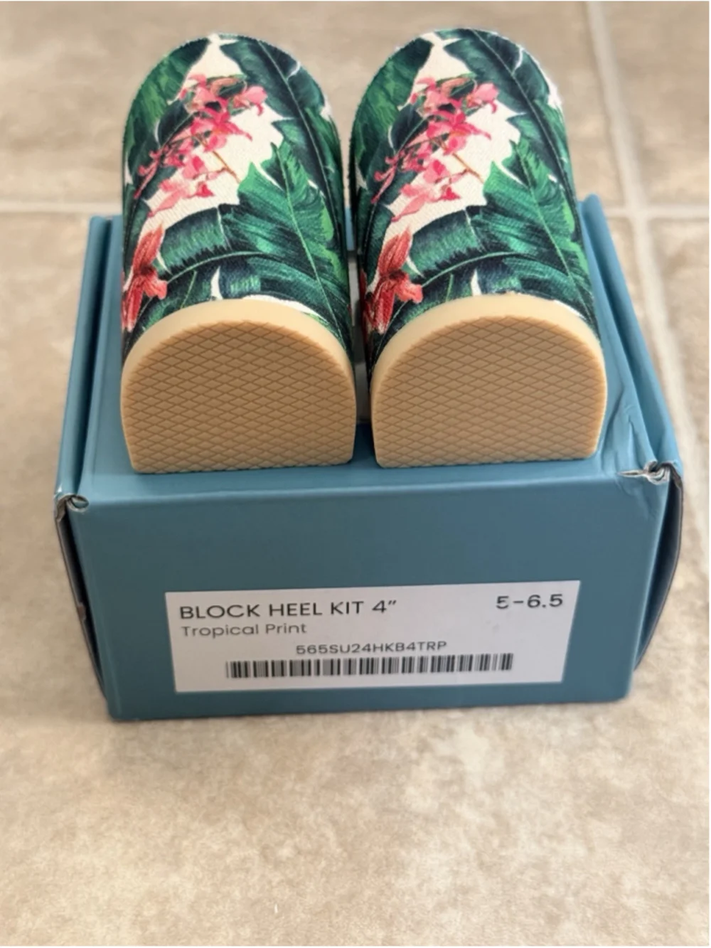 Pashion Footwear Tropical Print 4 inch Heel Block size 5-6.5